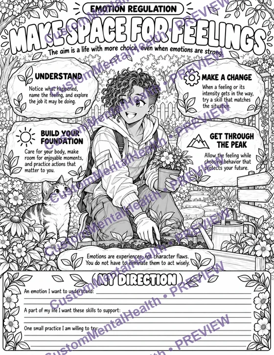 Make Space For Feelings coloring page